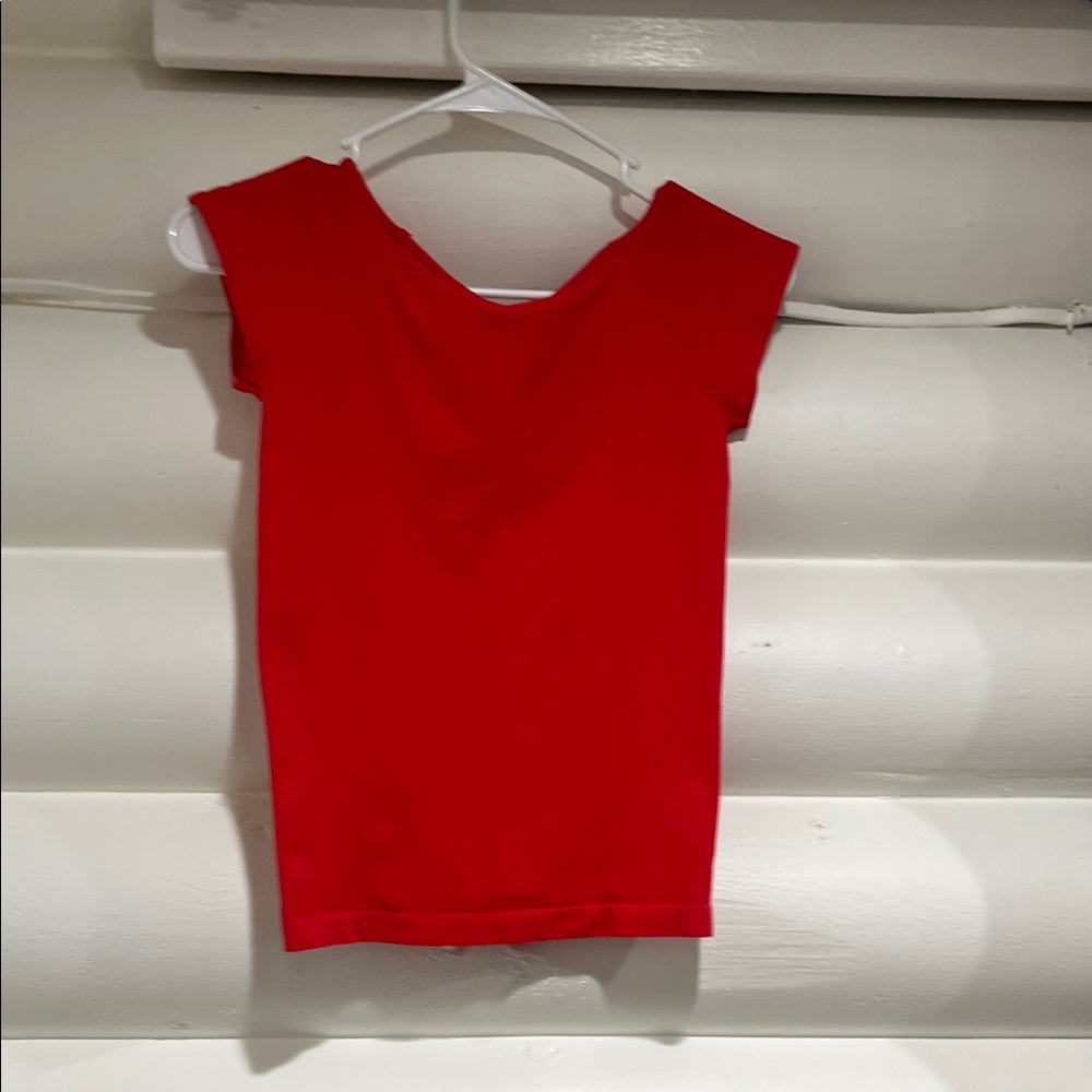 Bebe Vibrant Red V-Neck Blouse - Picture 4 of 4